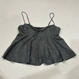 Abercrombie & Fitch Black Striped Smocked Peplum Cami Tank Top Size M